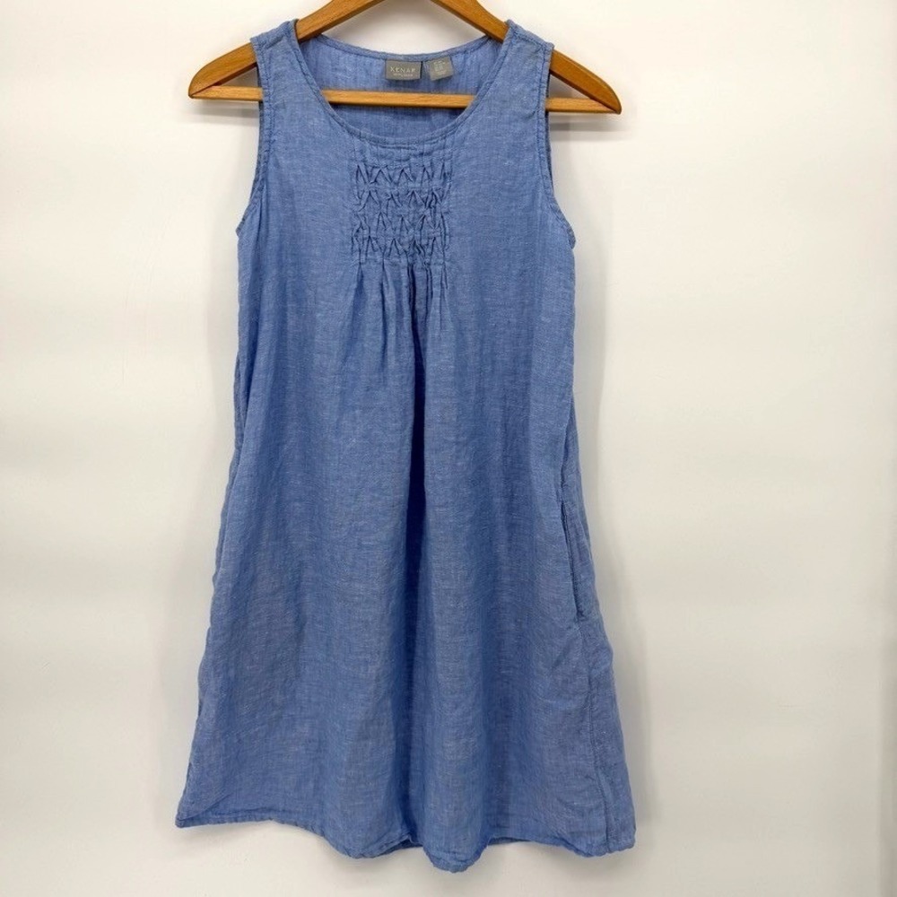 Kenar‎ 100% Linen Sleeveless Aline Minimalist Dress Conservative Minimalist XS